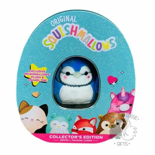 Squishmallow Micro Mallow Babs The Blue Jay Collector's Tin -OWL AND GOOSE GIFTS Shop squishmallow collectors tin babs the blue jay 858729